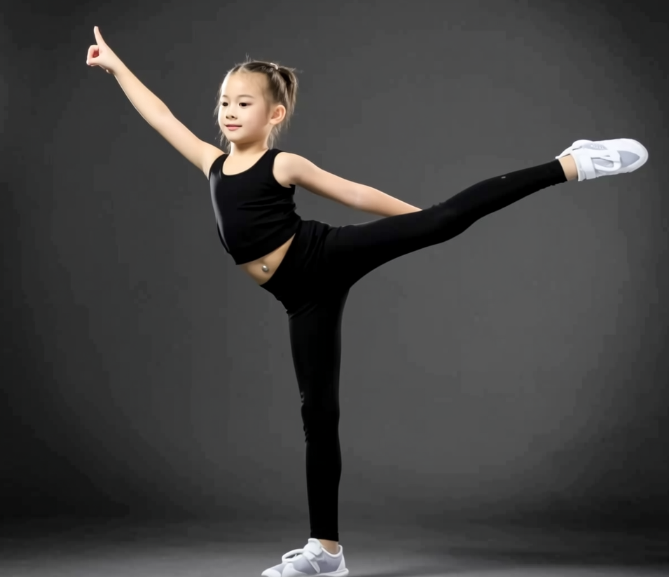 Young gymnast during practice,
